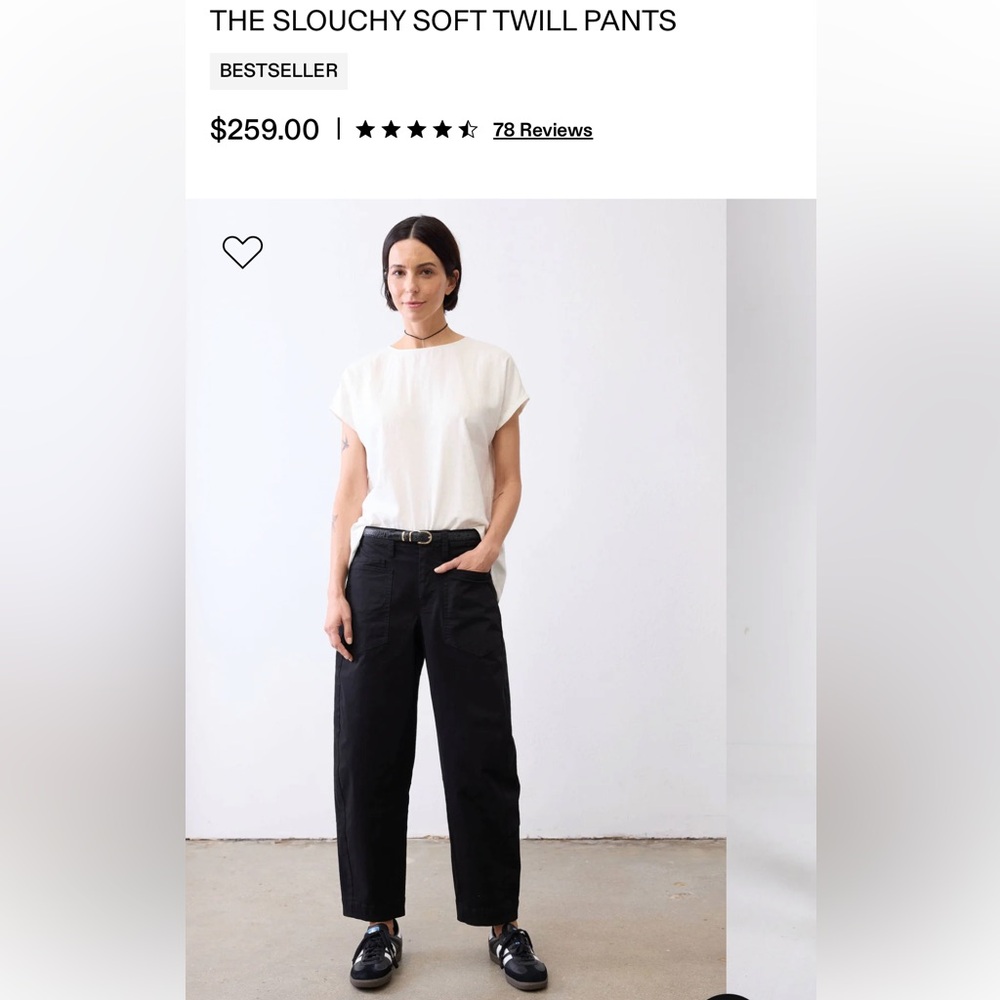 RUTI The Slouchy Soft Twill Pants - True Black Ruti size 0 equal to size 6